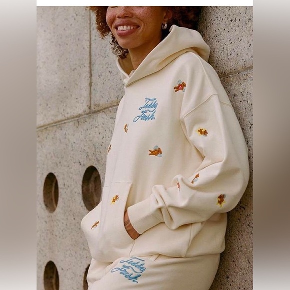 Teddy Fresh Angel Bear Hoodie Women’s Cream , size Small - Picture 1 of 11